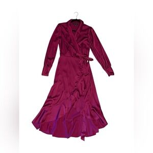 Women’s White House Black Market Satin High Low Wrap Dress Size 6